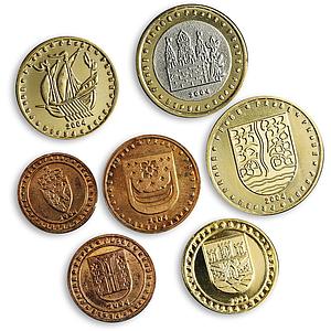 Norwegian Europ Ceros set of 7 coins Ship Castle 2004