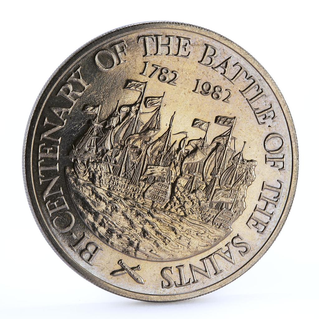 Saint Lucia 10 dollars Naval Battle of Saints Ships Clippers CuNi coin 1982