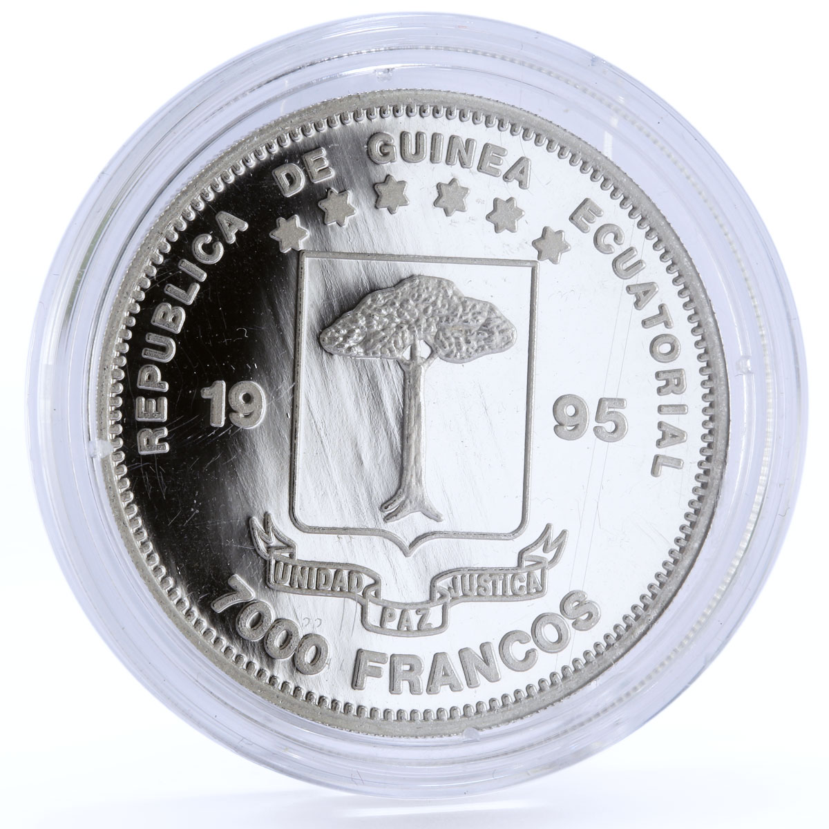 Equatorial Guinea 7000 francos 50 Years of the United Nations silver coin 1995