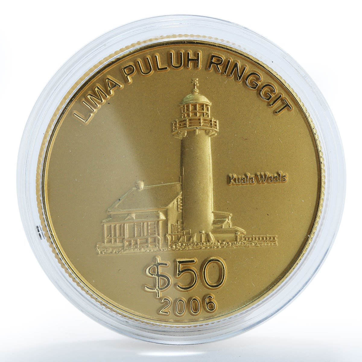 Oecussi-Ambeno 50 ringgit Kuala Waals gold plated coin 2006