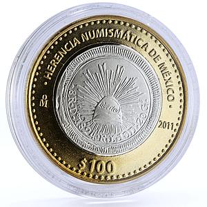 Mexico 100 pesos Numismatica Heritage 1824 8 Reales bimetal coin 2011