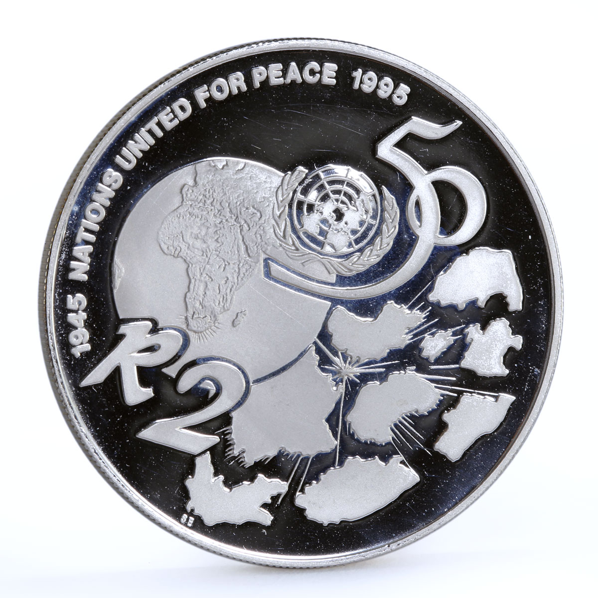 South Africa 2 rand 50th Anniversary of the United Nations silver coin 1995