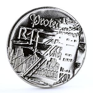 South Africa 1 rand National Mining Industry Plants Mine Tower silver coin 1999
