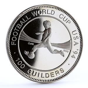 Suriname 100 guilders Football World Cup in USA Player CuNi coin 1994