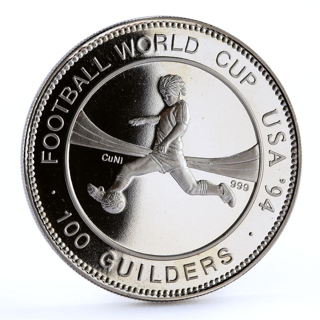 Suriname 100 guilders Football World Cup in USA Player CuNi coin 1994