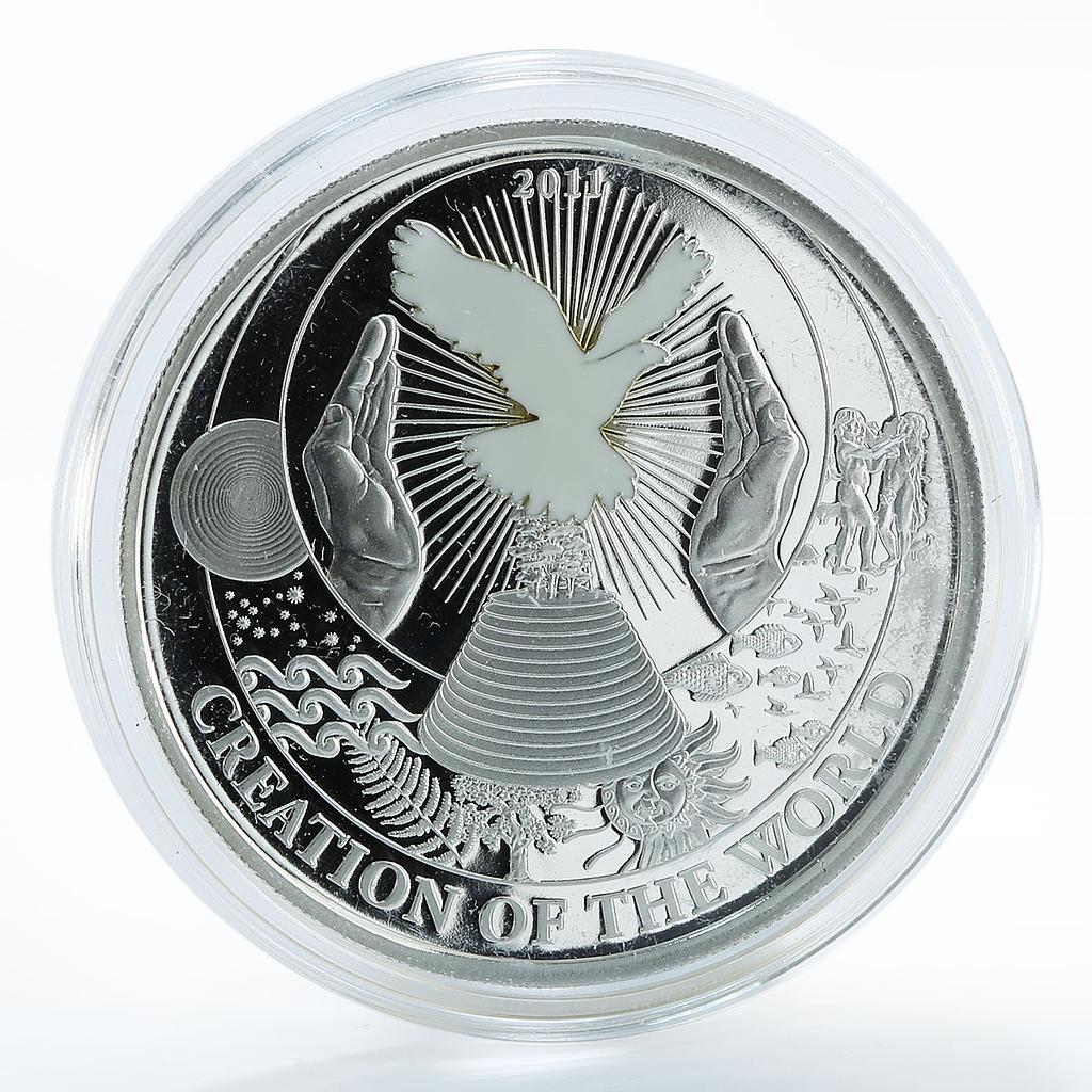 Palau 2 Dollars Creation of the world Biblical Stories Religion coin 2011