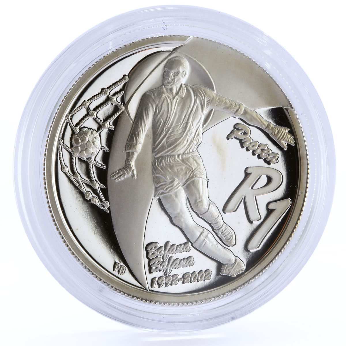 South Africa 1 rand National Soccer Team Football Bafana Bafana silver coin 2002