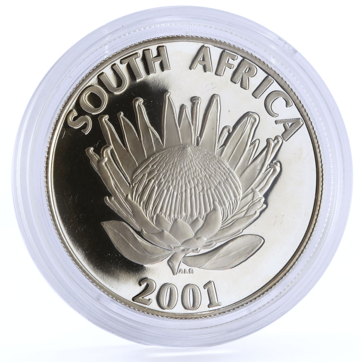 South Africa 1 rand National Tourism Industry Train Flower silver coin 2001