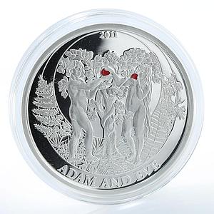 Palau 2 Dollars, Adam and Eve, Biblical Stories Religion Silver coin 2011