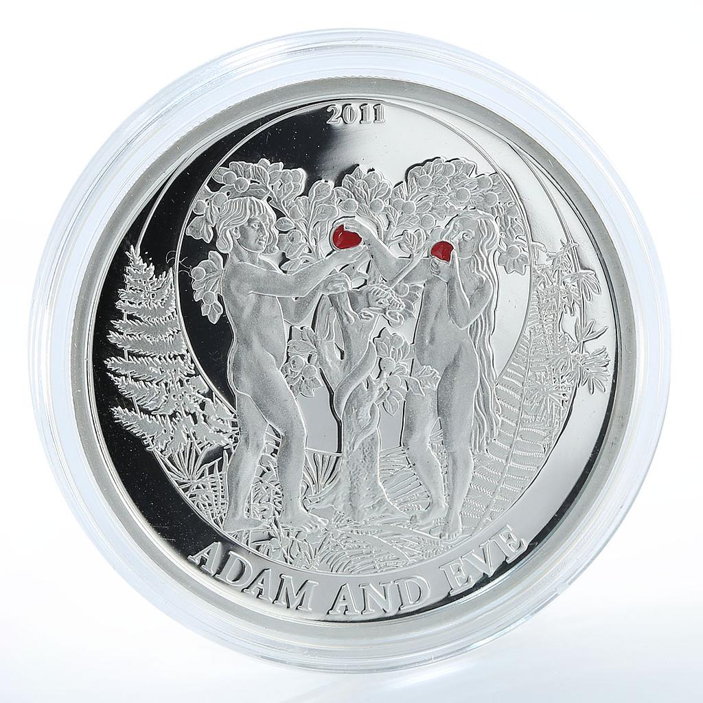 Palau 2 Dollars, Adam and Eve, Biblical Stories Religion Silver coin 2011