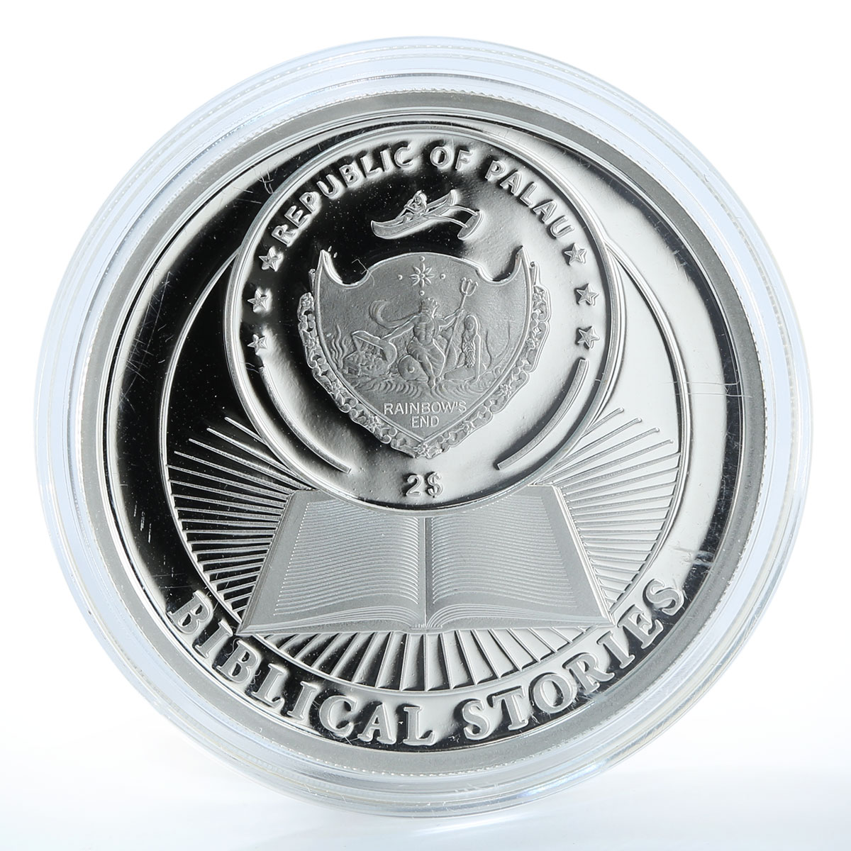 Palau 2 Dollars, Adam &amp; Eve, Biblical Stories Religion Silver coin 2011 Rare