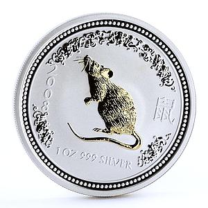 Australia 1 dollar Lunar Calendar I Year of the Mouse gilded silver coin 2007