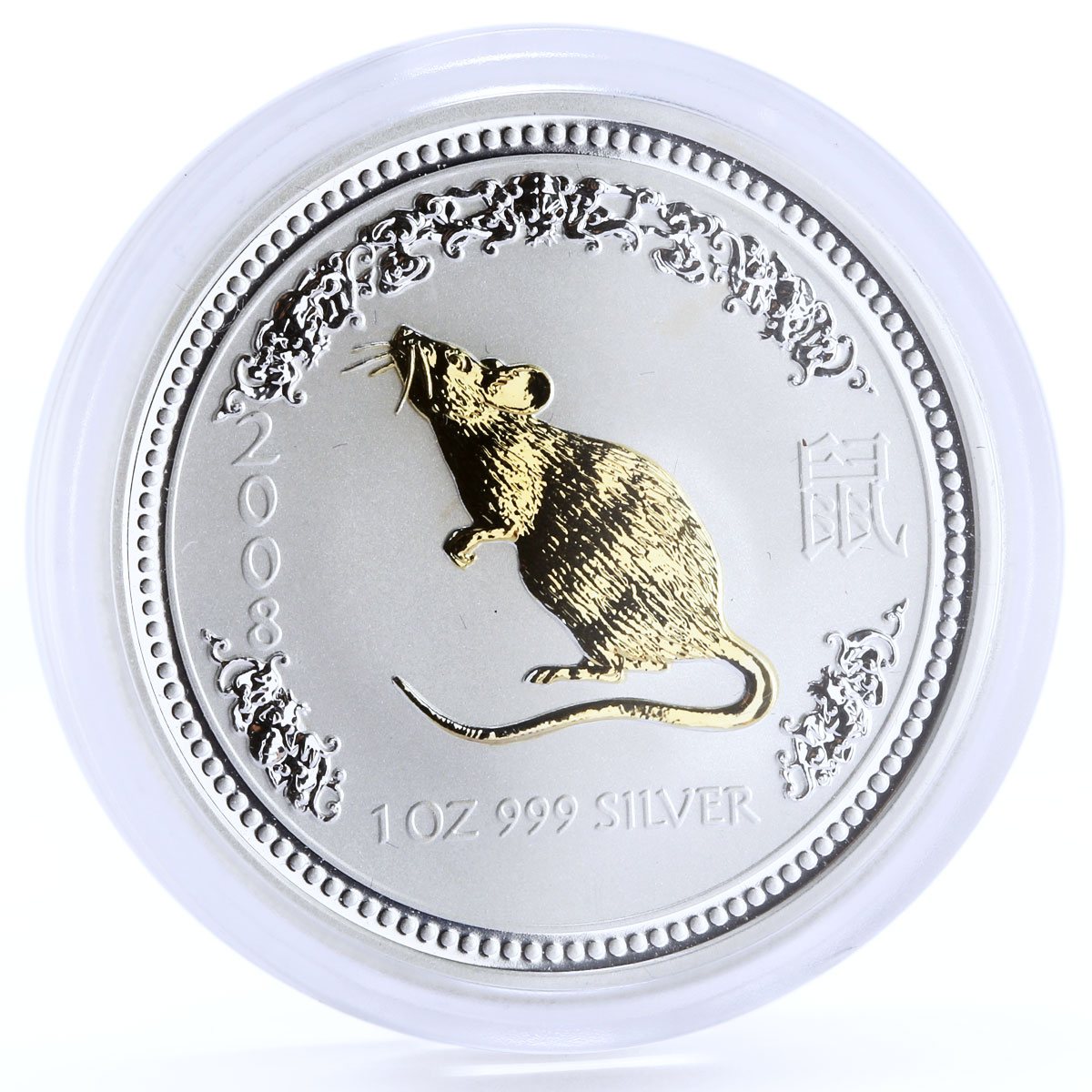 Australia 1 dollar Lunar Calendar I Year of the Mouse gilded silver coin 2007