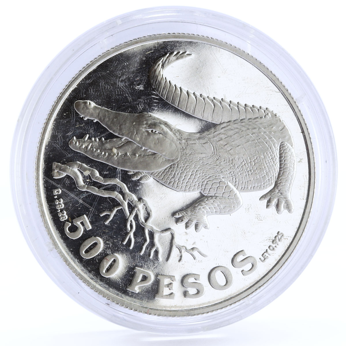 Colombia 500 pesos Endangered Wildlife Crocodile Fauna silver coin 1978