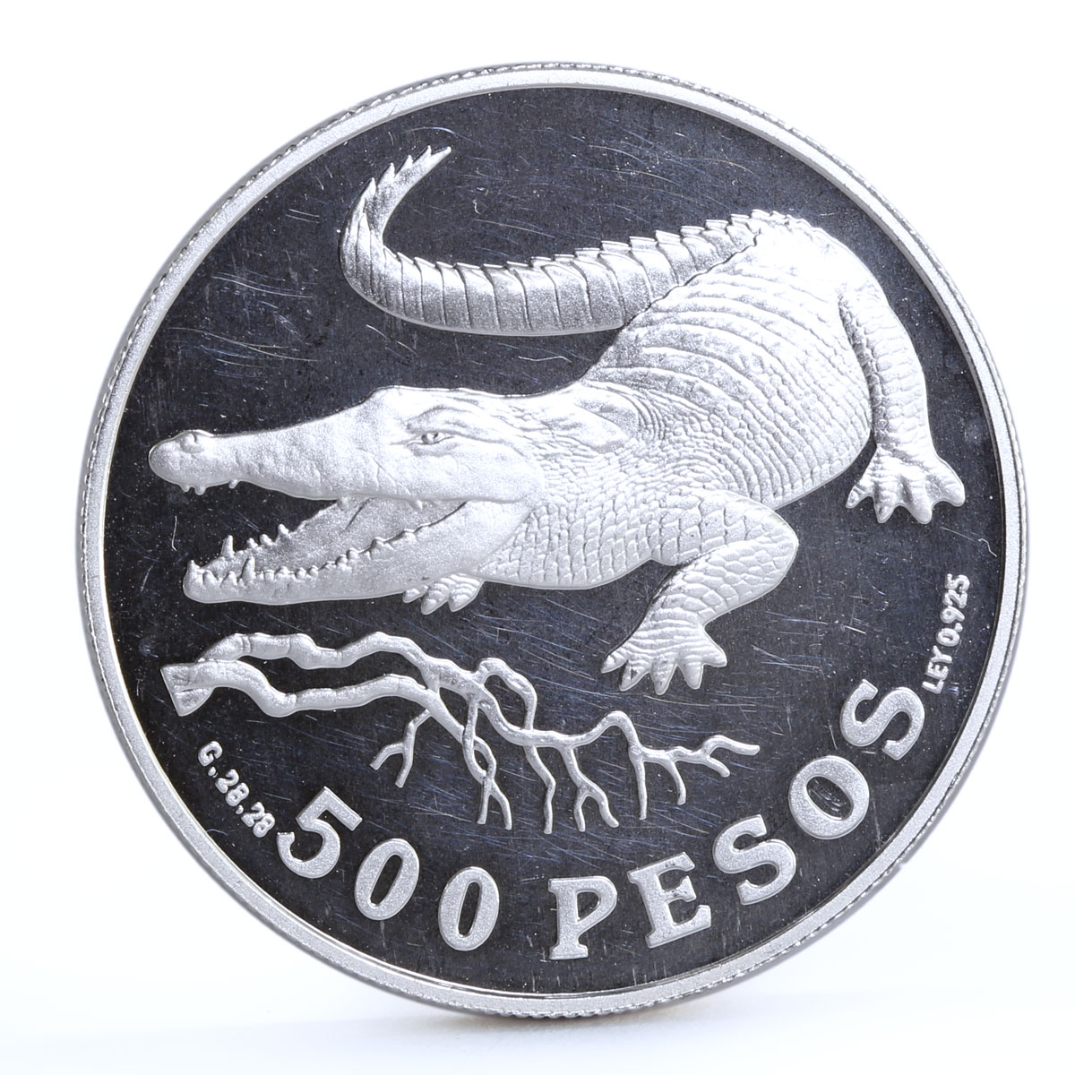 Colombia 500 pesos Endangered Wildlife Crocodile Fauna silver coin 1978