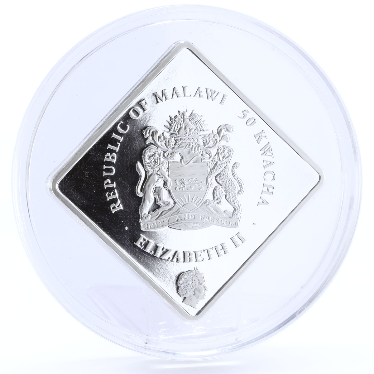 Malawi 50 kwacha African Wildlife White Lion Fauna proof silver coin 2009