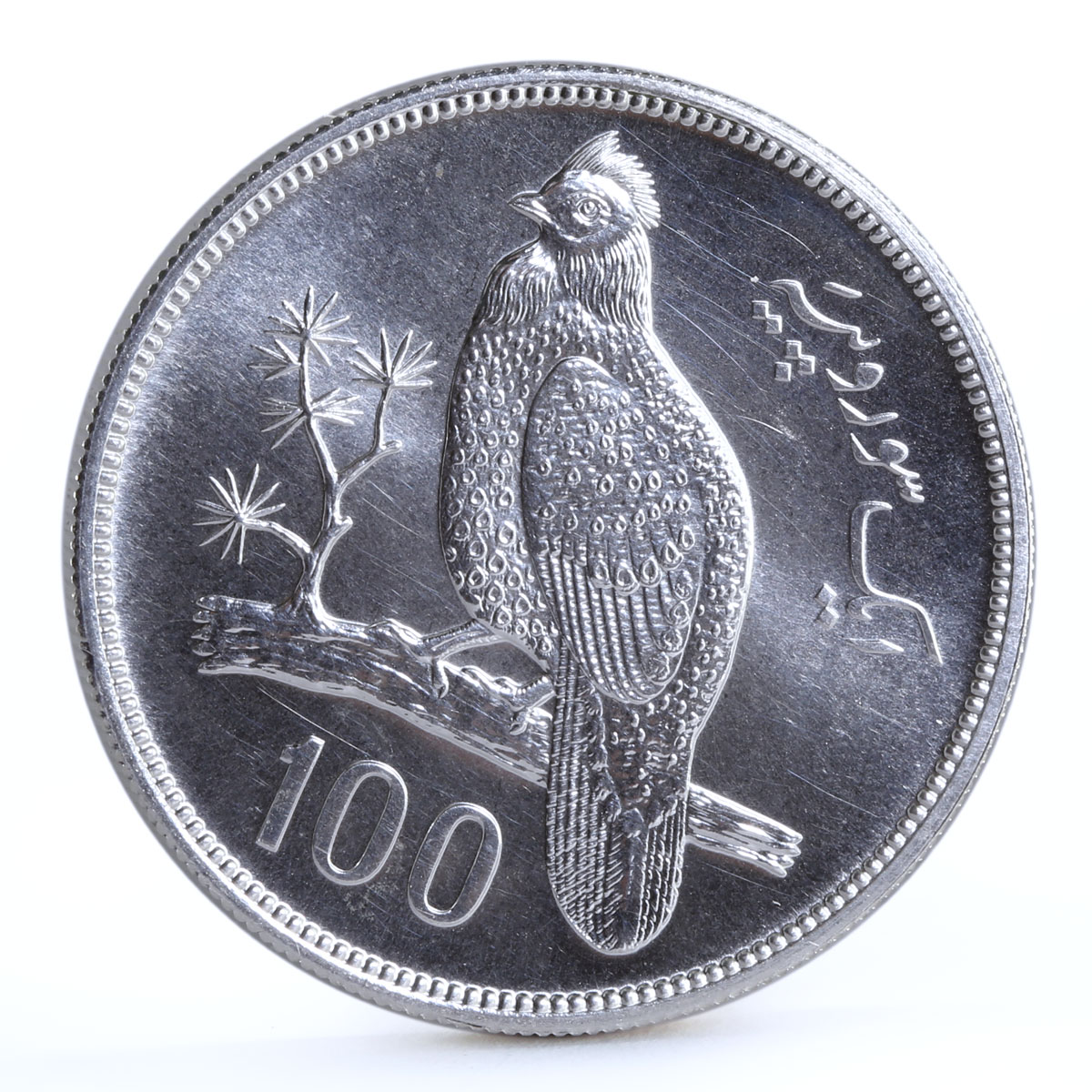 Pakistan 100 rupees Conservation series Tropogan Pheasant silver coin 1976