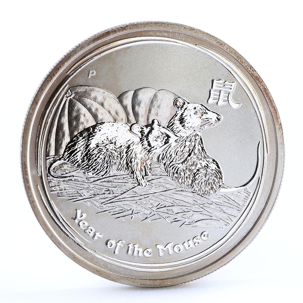 Australia 50 cents Lunar Calendar series II Year of the Mouse silver coin 2008