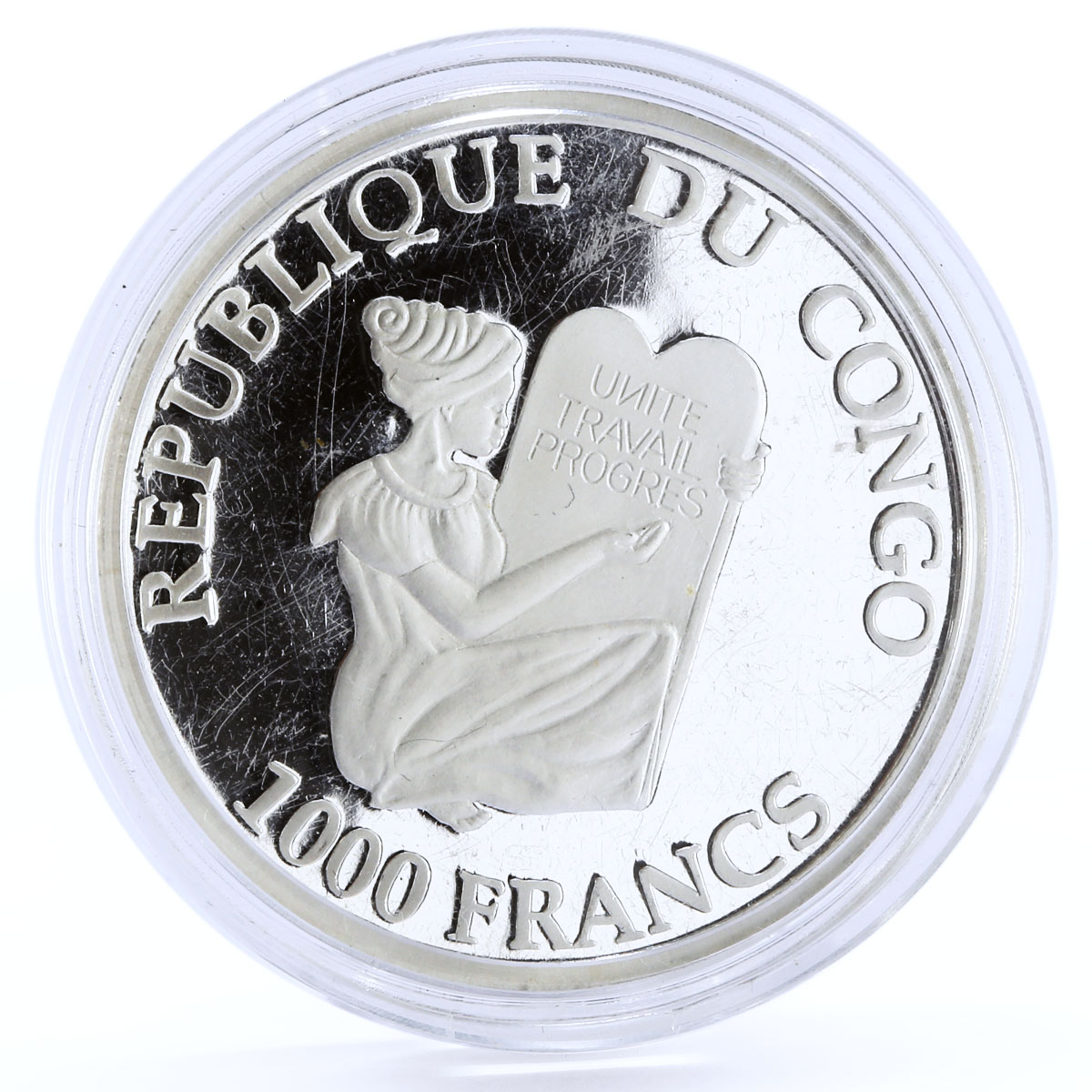 Congo 1000 francs Endangered Wildlife Barn Swallow Bird colored silver coin 2005