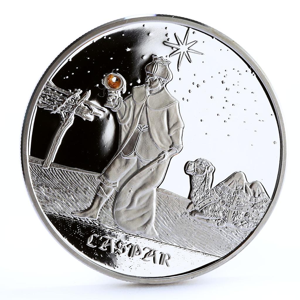 Congo 10 francs Three Holy Kings Caspar Camel Desert proof silver coin 2005