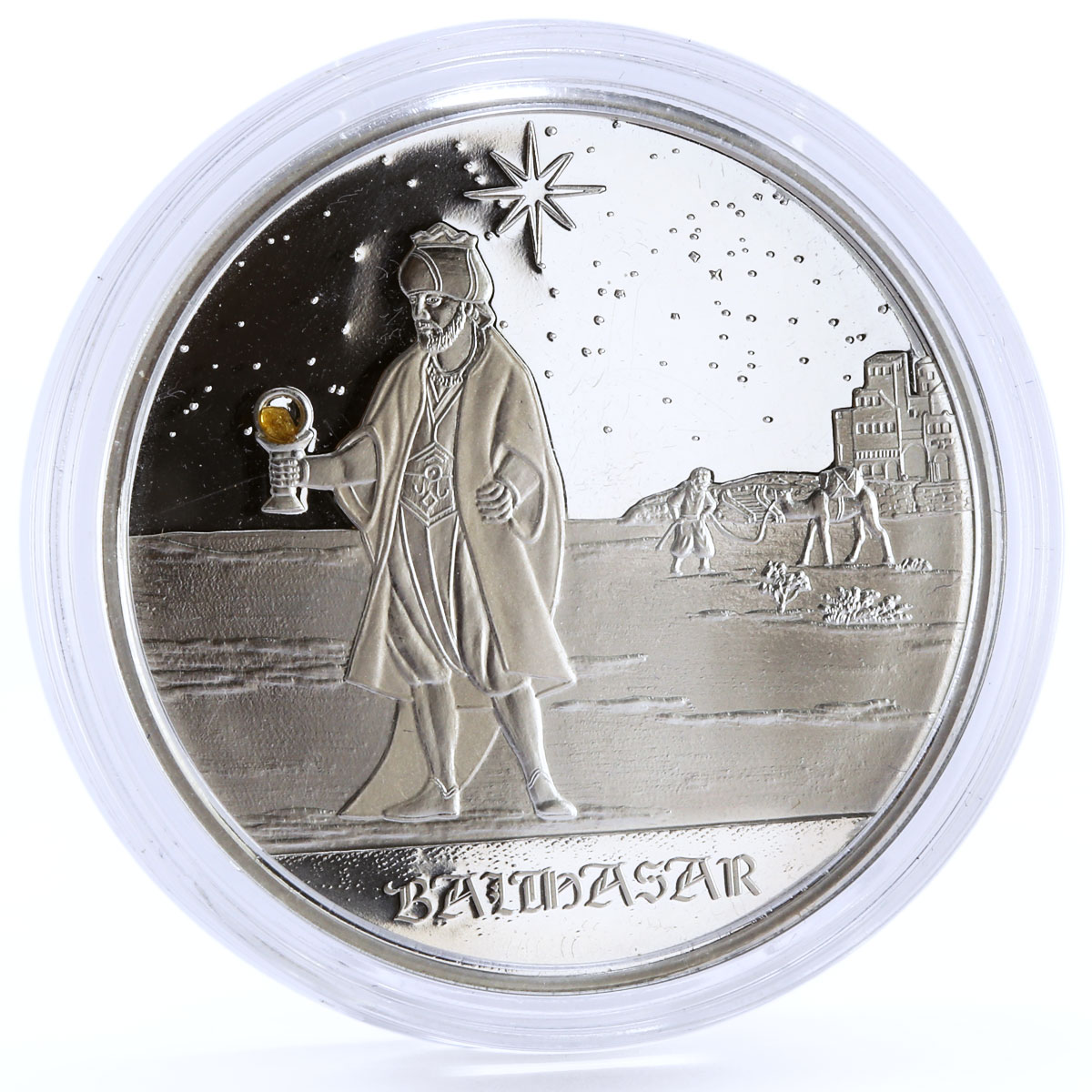 Congo 10 francs Three Holy Kings Balthasar Camel Desert proof silver coin 2005