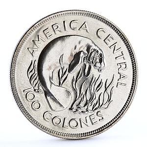 Costa Rica 100 colones Wildlife Conservation Manatee silver coin 1974