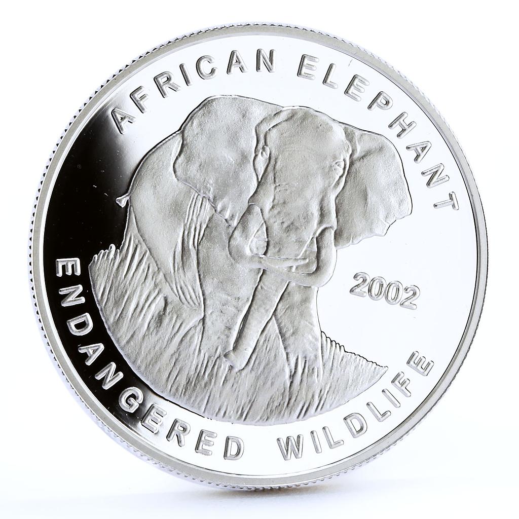 Ghana 500 sika Endangered Wildlife series African Elephant silver coin 2002