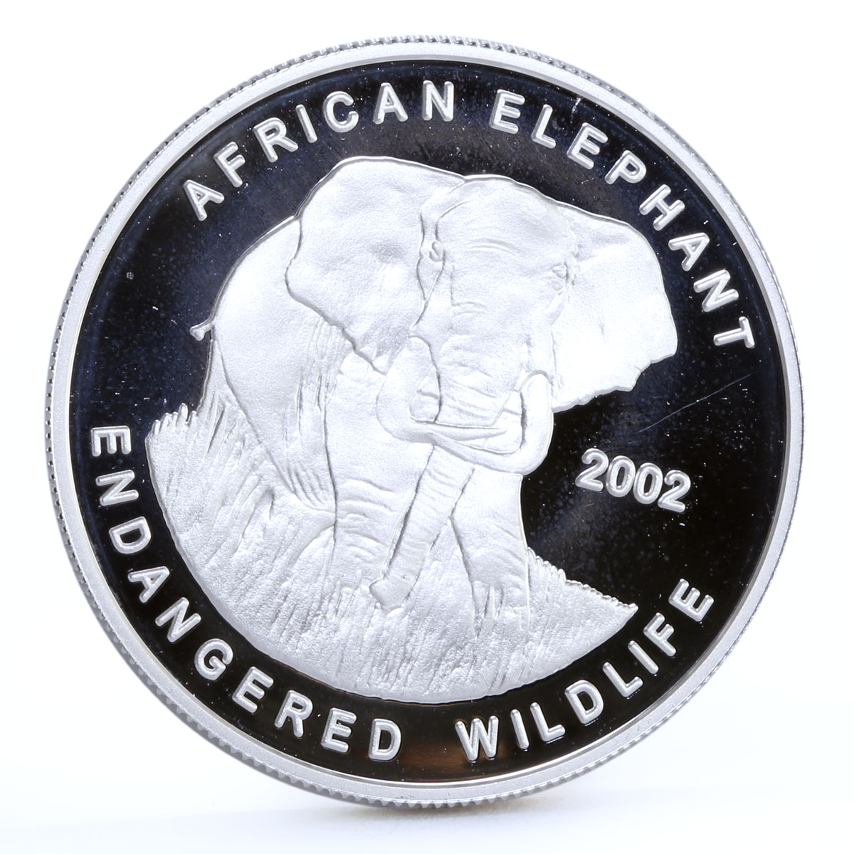 Ghana 500 sika Endangered Wildlife series African Elephant silver coin 2002