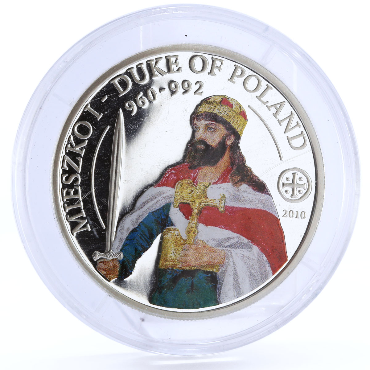 Palau 2 dollars Duke of Poland Mieszko the First colored proof silver coin 2010