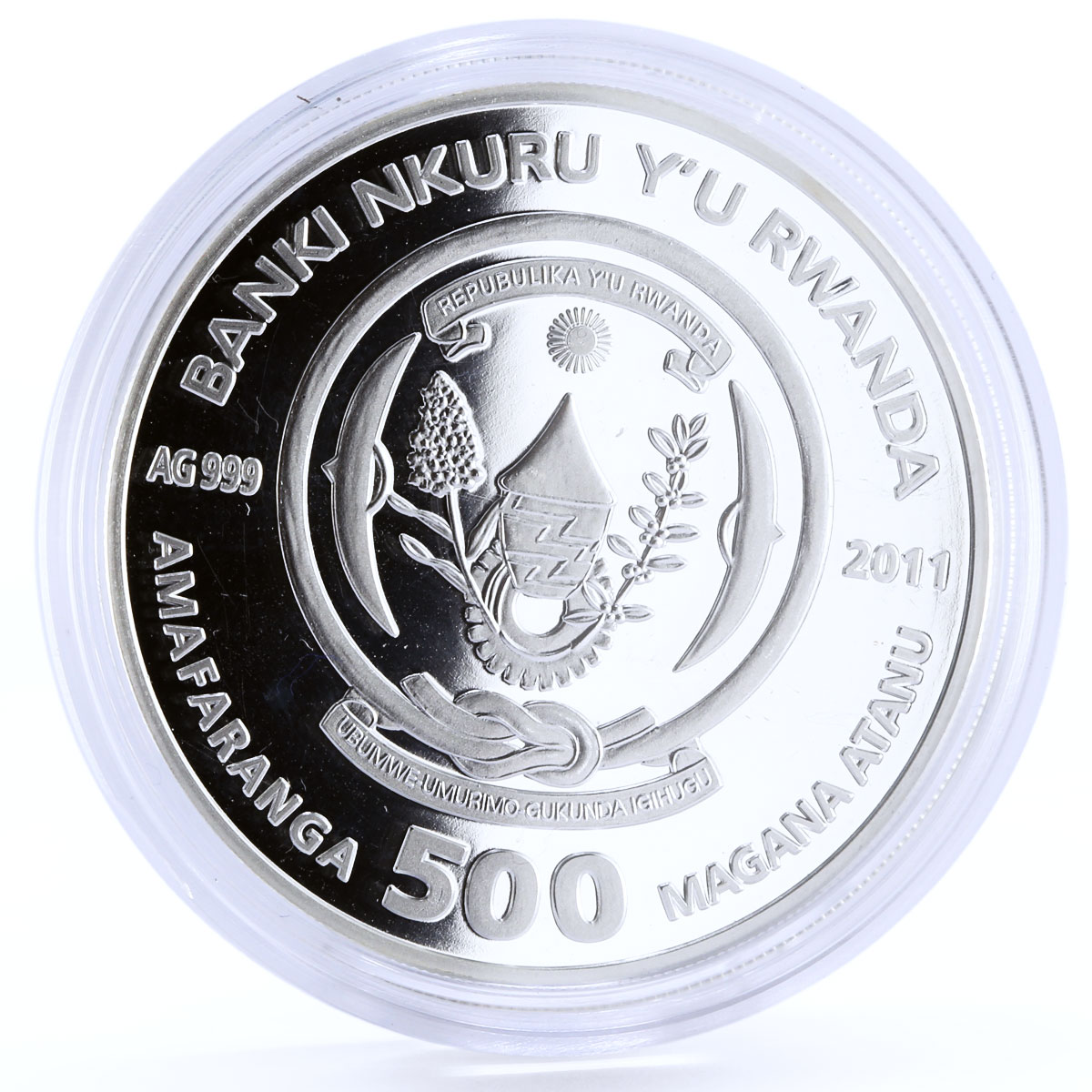 Rwanda 500 francs Cats series Persian Cat Books colored silver coin 2011