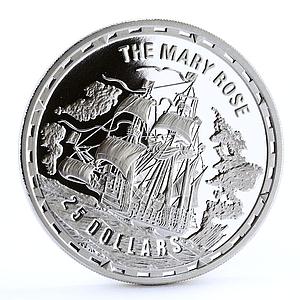 Solomon Islands 25 dollars Legendary Warships series Mary Rose silver coin 2005