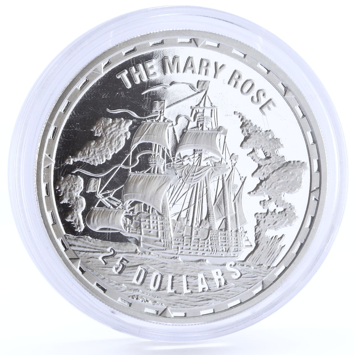 Solomon Islands 25 dollars Legendary Warships series Mary Rose silver coin 2005