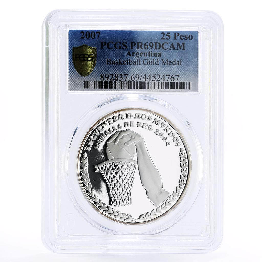 Argentina 25 pesos Beijing Olympic Games Basketball PR69 PCGS silver coin 2007
