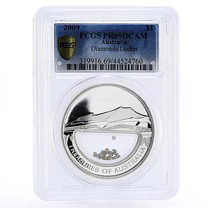 Australia 1 dollar Treasures Diamonds Locket PR69 PCGS silver coin 2009