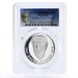 Bulgaria 5 leva Death of Revolutionary Vasil Levski PR69 PCGS silver coin 1973