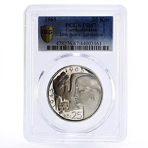 Czechoslovakia 25 korun Anniversary of Liberation PR67 PCGS silver coin 1965