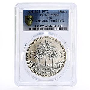 Iraq 1 dinar 25th Anniversary of Central Bank MS68 PCGS silver coin 1972