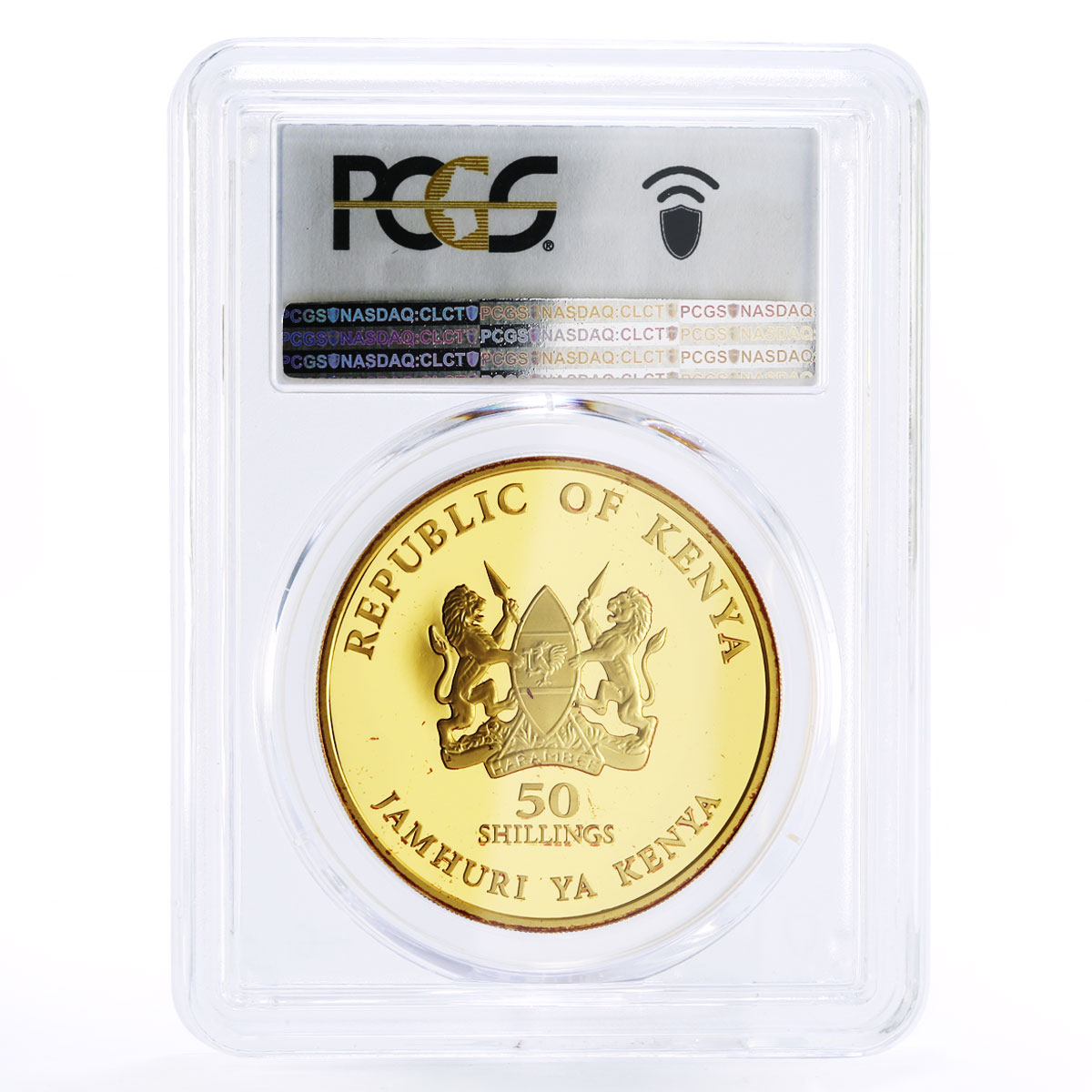 Kenya 50 shillings 50 Years of Independence PR67 PCGS gilded silver coin 2013