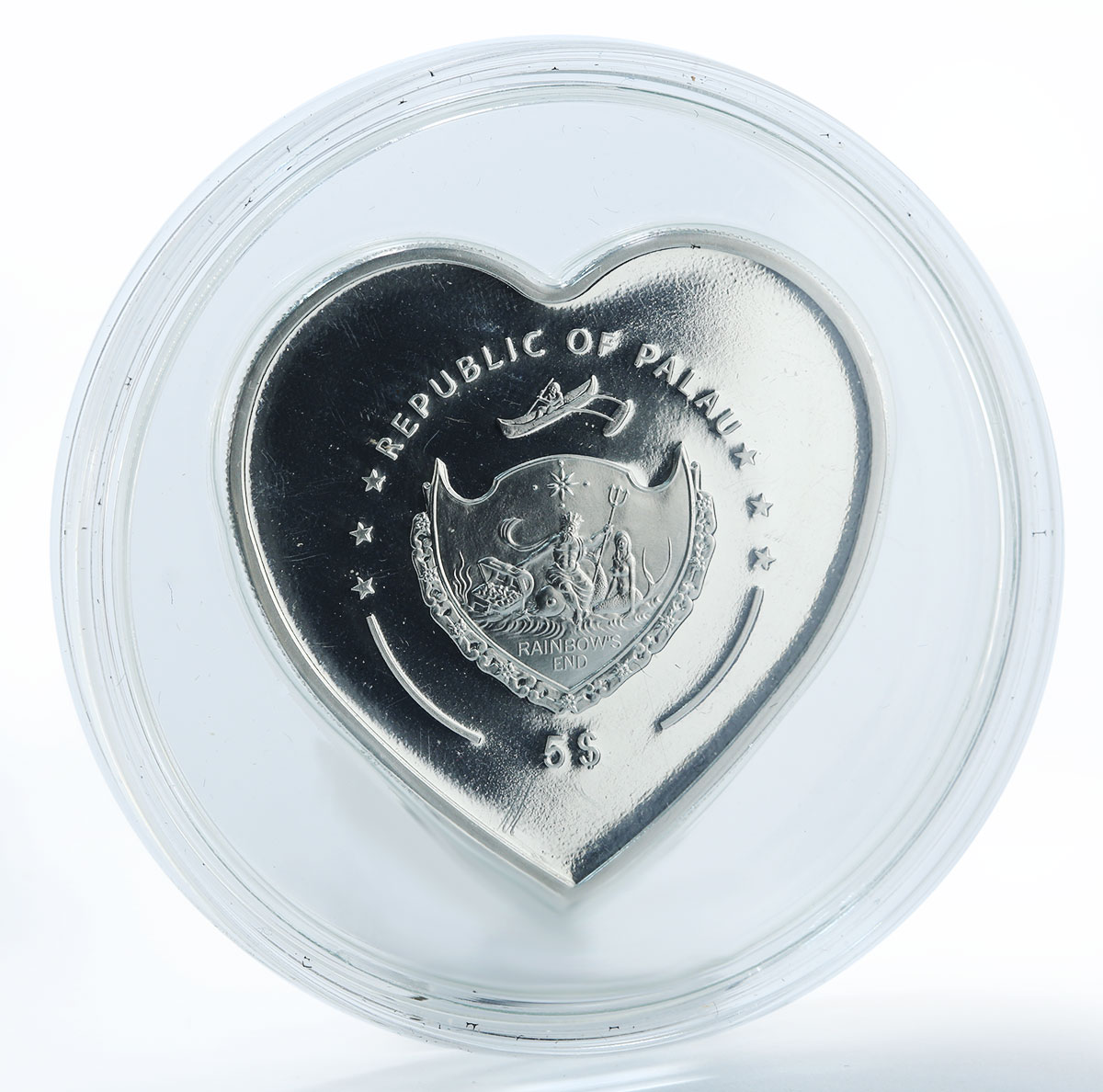 Palau 5 dollars Missing You Kids Angels Heart Swarovski silver proof coin 2009