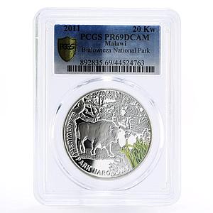 Malawi 20 kwacha Bialoweiza National Park Bull Fauna PR69 PCGS silver coin 2011