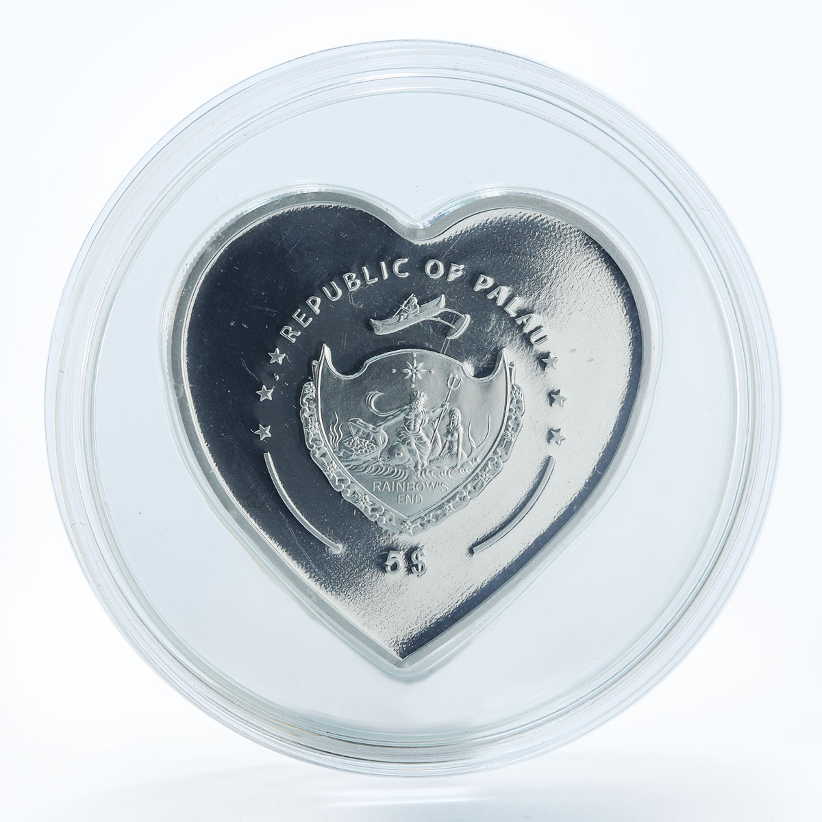 Palau 5 dollars Missing You Kids Angels Heart Swarovski silver proof coin 2009