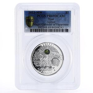 Niue 1 dollar Magic Calendar of Happines August PR69 PCGS silver coin 2013