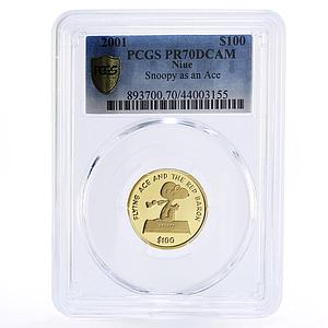 Niue 100 dollars Flying ace and the Red Baron PR70 PCGS proof gold coin 2001