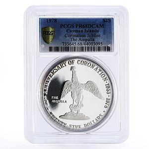 Cayman Islands 25 dollars Coronation  The Ampulla PR68 PCGS silver coin 1978