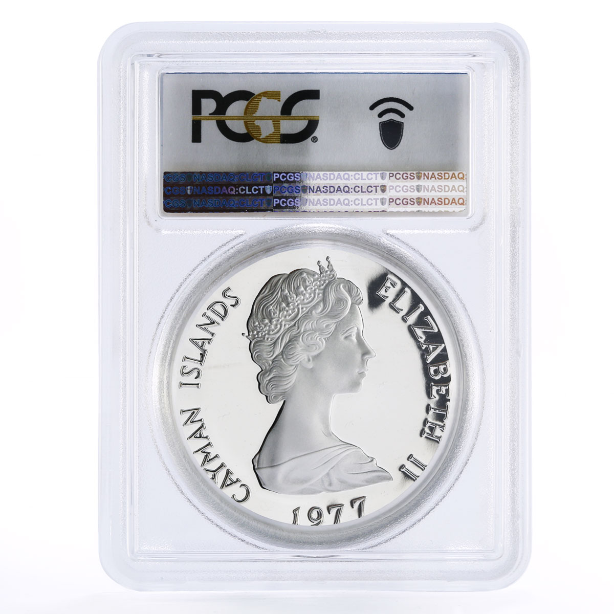 Cayman Islands 25 dollars Queen Anne PR70 PCGS silver coin 1977