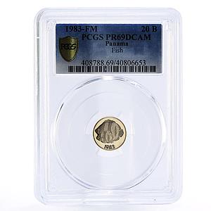 Panama 20 Balboas Banded Butterfly Fish Nature PR69 PCGS gold coin 1983