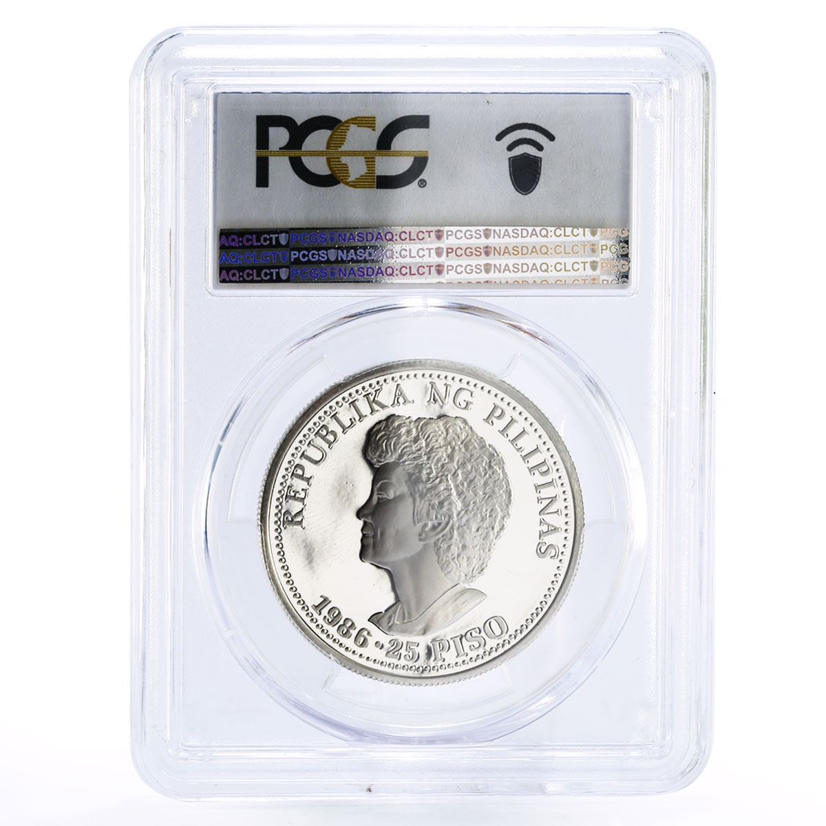Philippines 25 piso President Reagan Visit PR69 PCGS silver coin 1986