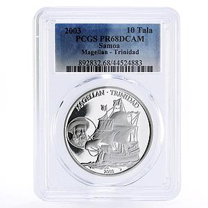 Samoa 10 dollars Magellan Trinidad Ship Clipper PR68 PCGS silver coin 2003