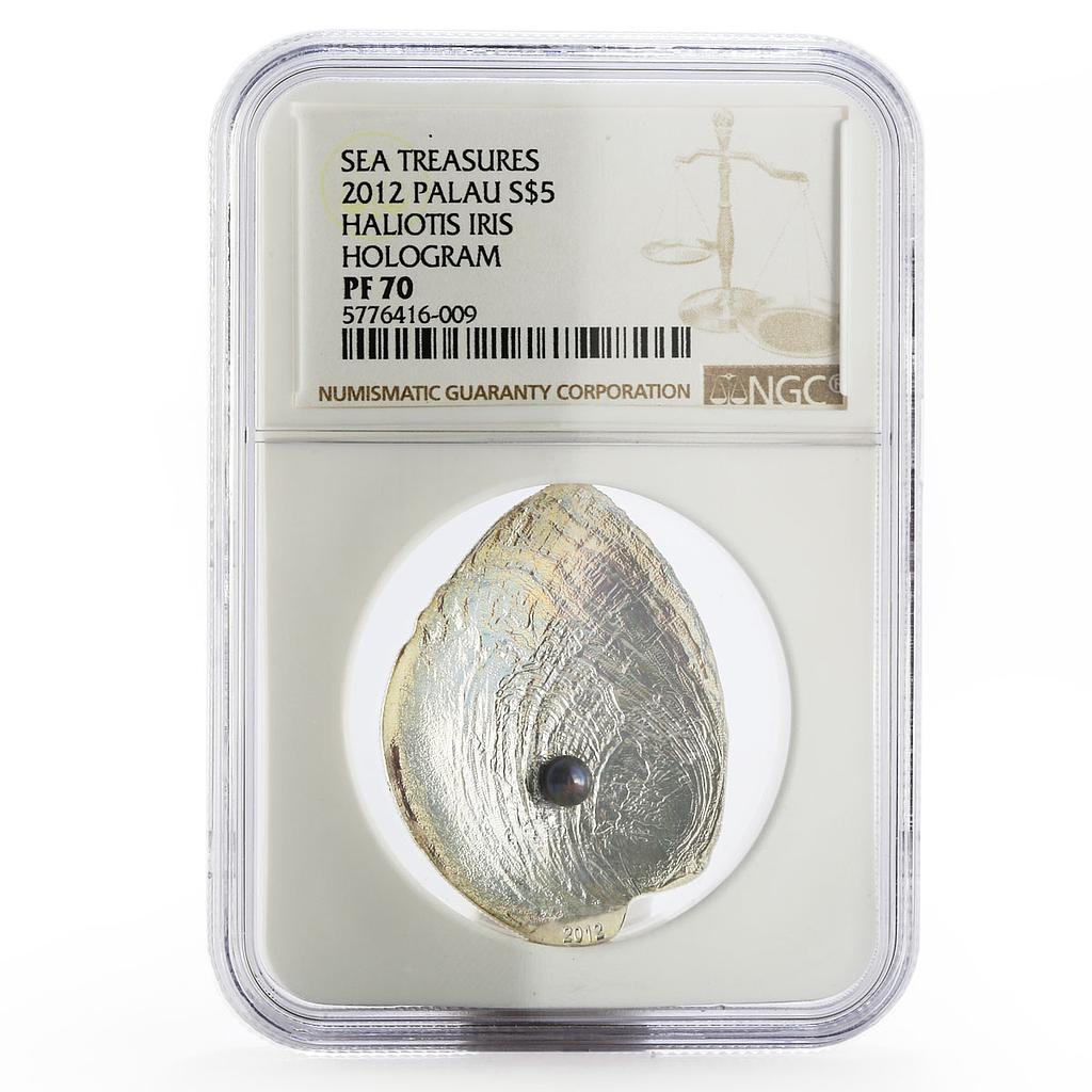 Palau 5 dollars Shell With Black Pearls Ocean PF70 NGC silver coin 2012