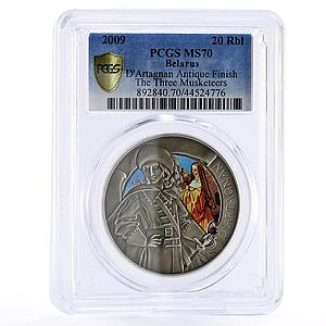 Belarus 20 rubles The Three Musketeers D'Artagnan MS70 PCGS silver coin 2009